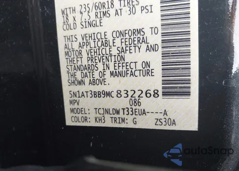 2021 Nissan Rogue Sv Intelligent Awd from USA, damaged, VIN 5N1AT3BB9MC832268